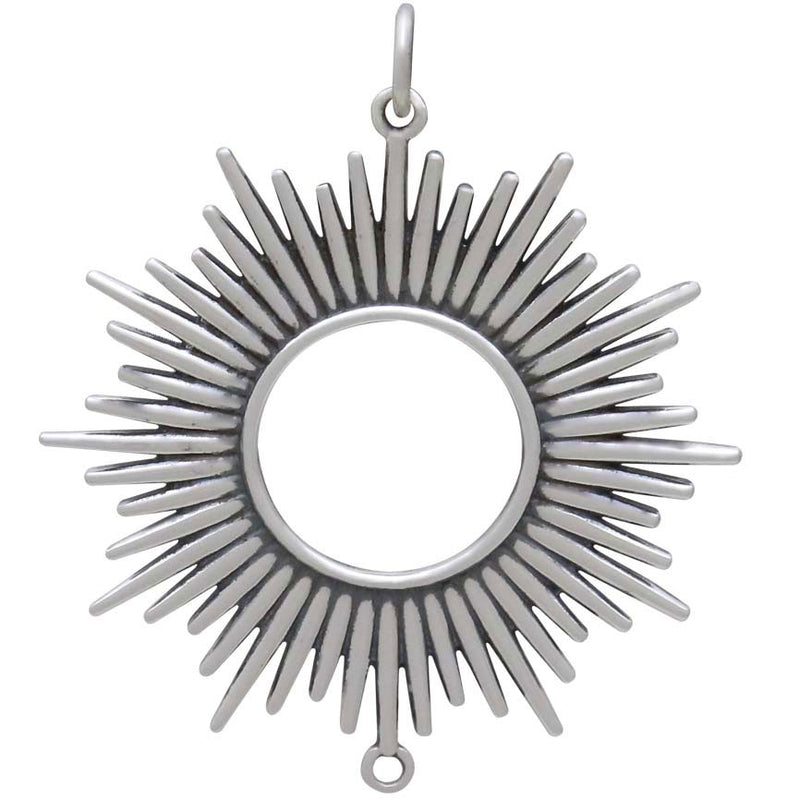 Sterling Silver Spikey Sun Pendant Link - Poppies Beads n' More