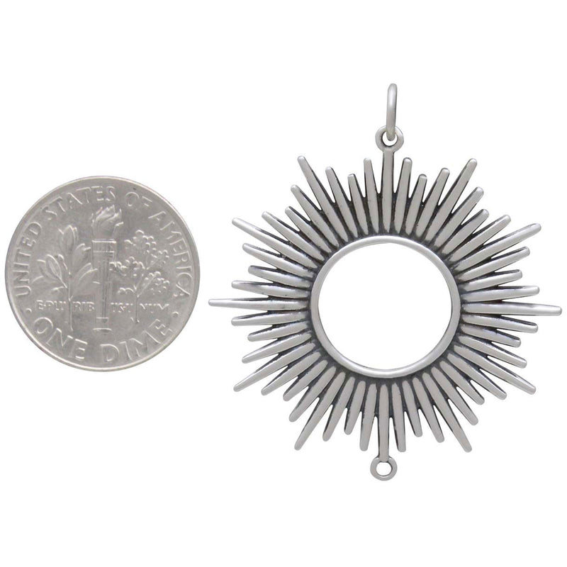 Sterling Silver Spikey Sun Pendant Link - Poppies Beads n' More