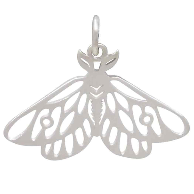Sterling Silver Openwork Moth Charm - Poppies Beads n' More