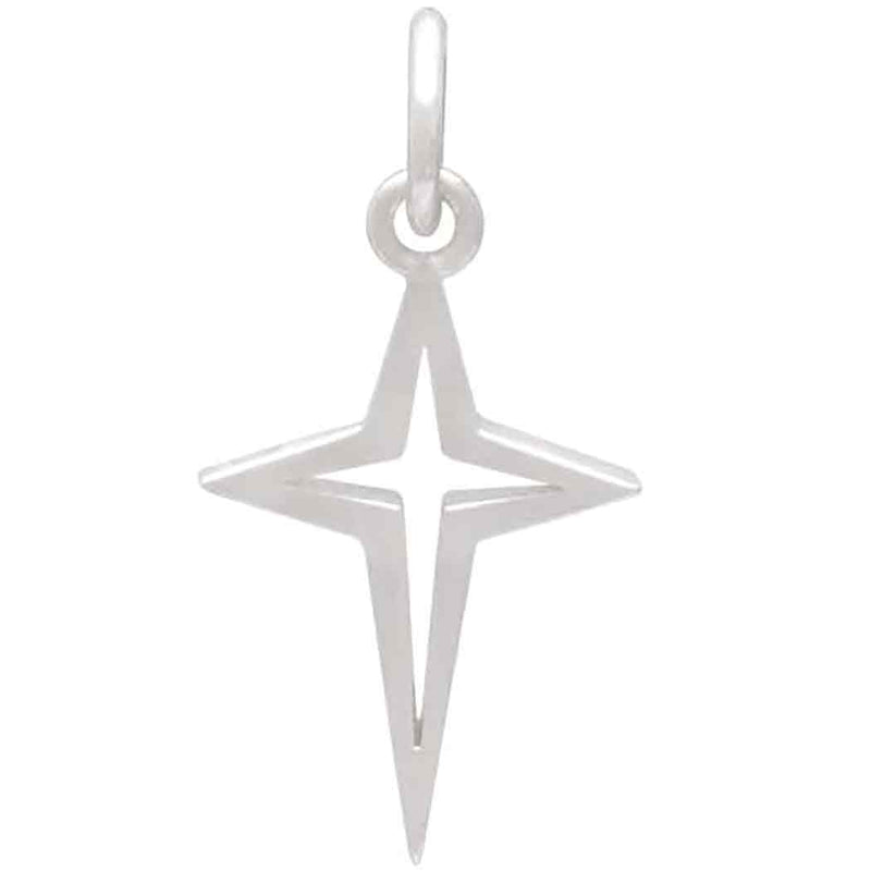 Sterling Silver Openwork North Star Cross Charm - Poppies Beads n' More