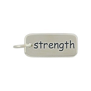 Sterling Silver Word Charm: "strength" - Poppies Beads n' More
