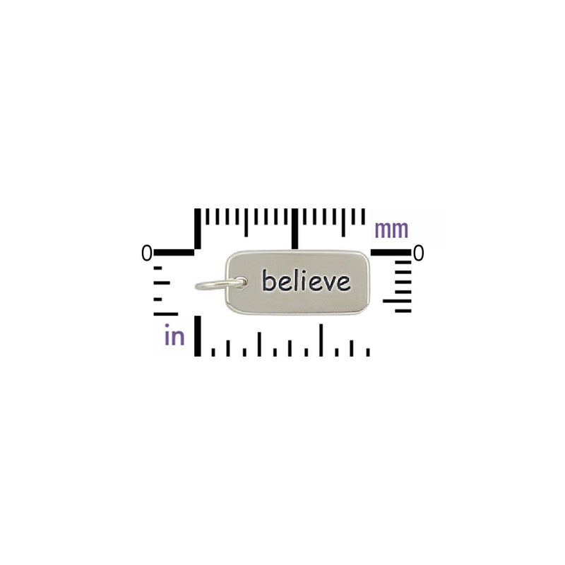 Sterling Silver Word Tag - Believe - Poppies Beads n' More