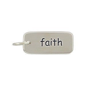 Sterling Silver  Word Charm: "faith" - Poppies Beads n' More