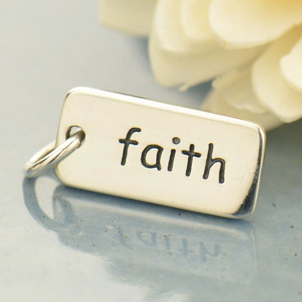 Sterling Silver  Word Charm: "faith" - Poppies Beads n' More