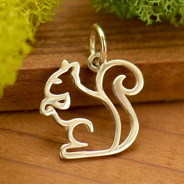 Sterling Silver Squirrel Charm - Openwork - Poppies Beads n' More
