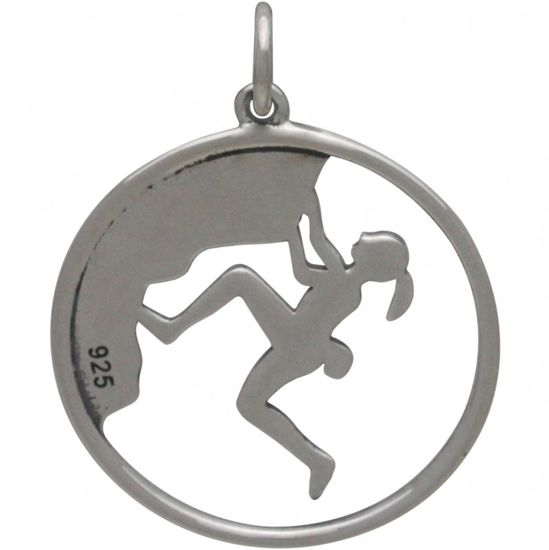 Sterling Silver Rock Climbing Girl Pendant - Poppies Beads n' More