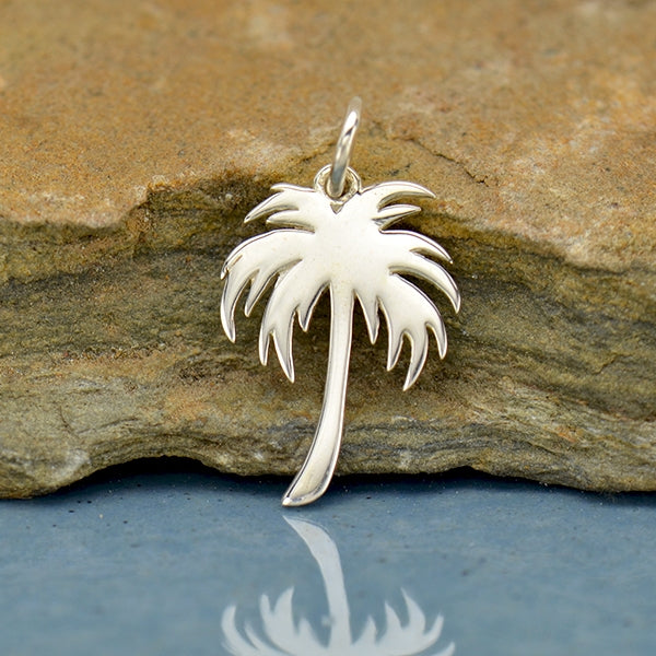 Sterling Silver Large Palm Tree Charm - Cutout - Poppies Beads n' More