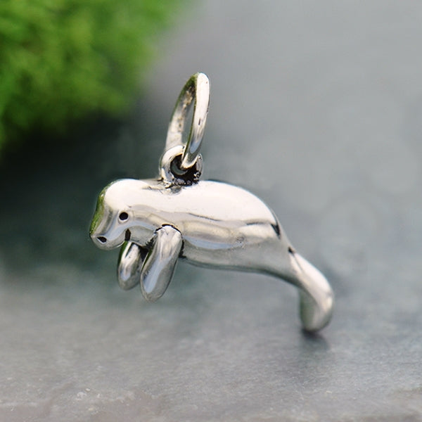 Sterling Silver Manatee Charm - Poppies Beads n' More
