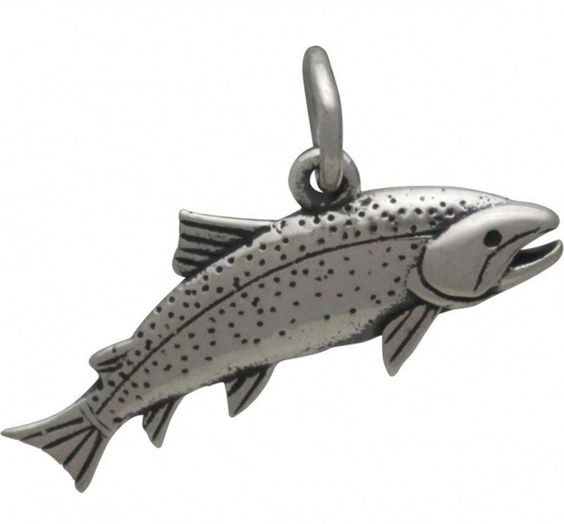 Sterling Silver Trout Charm - Fish Charm - Poppies Beads n' More