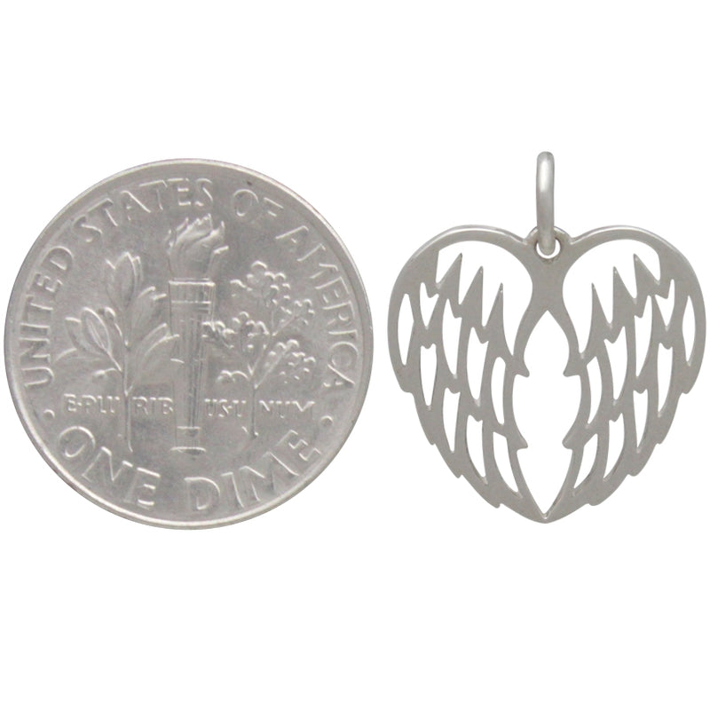 Sterling Silver Double Angel Wing Charm - Openwork - Poppies Beads n' More