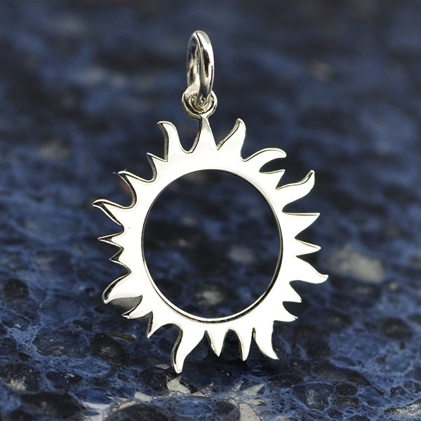 Sterling Silver Eclipse Charm - Sun Charm - Poppies Beads n' More
