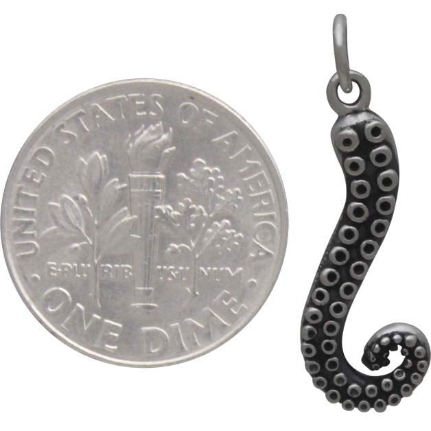 Sterling Silver Octopus Tentacle Charm - Poppies Beads n' More