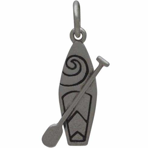Sterling Silver SUP Charm - Stand Up Paddle Board Charm - Poppies Beads n' More