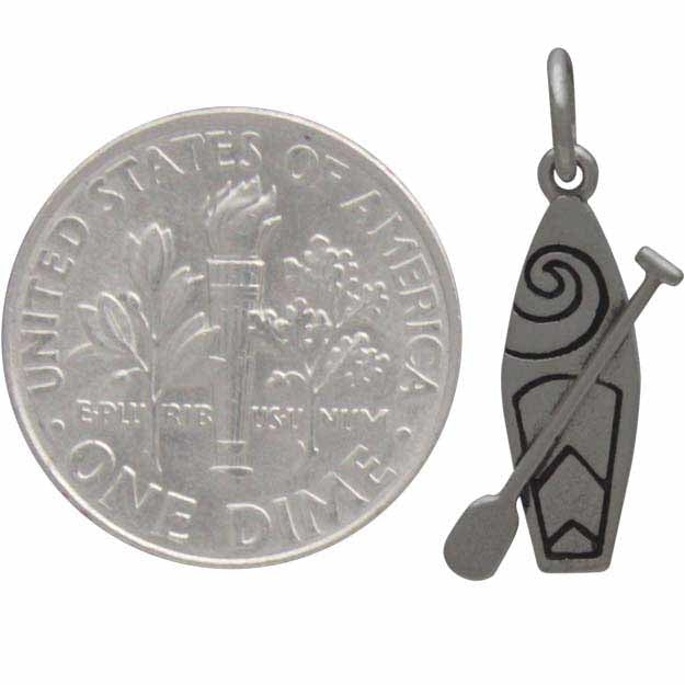 Sterling Silver SUP Charm - Stand Up Paddle Board Charm - Poppies Beads n' More
