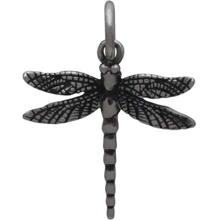 Sterling Silver Small Detailed Dragonfly Charm - Poppies Beads n' More