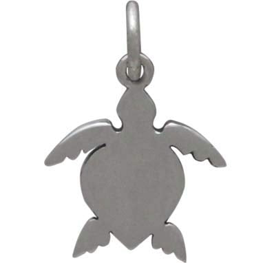Sterling Silver Sea Turtle Charm with Spiral - Poppies Beads n' More