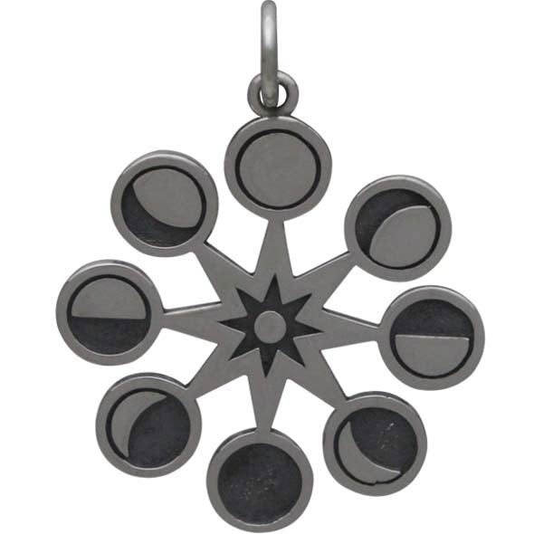 Sterling Silver Moon Phases Pendant in Sun - Poppies Beads n' More