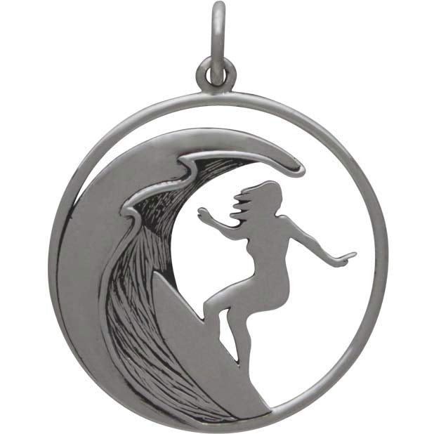 Sterling Silver Surfer Girl Charm - Poppies Beads n' More