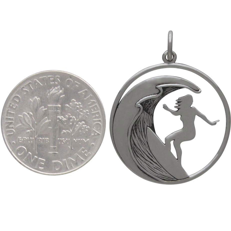 Sterling Silver Surfer Girl Charm - Poppies Beads n' More