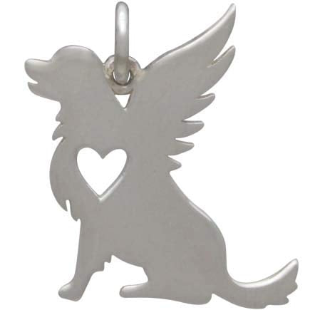 Sterling Silver Angel Dog Charm - Poppies Beads n' More