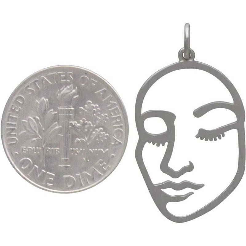 Sterling Silver Stylized Openwork Face Charm - Poppies Beads n' More