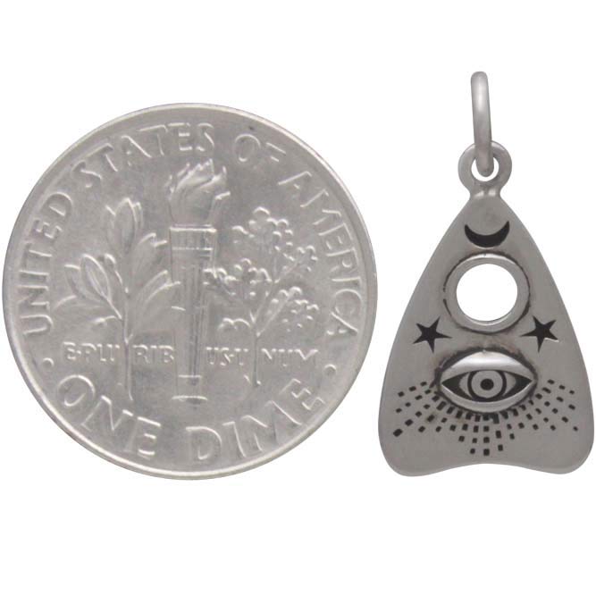 Silver Ouija Planchette Charm with All Seeing Eye - Poppies Beads n' More