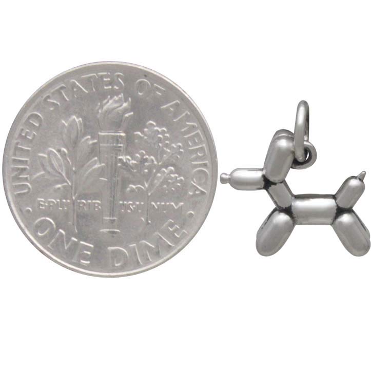 Sterling Silver Balloon Dog Charm - Poppies Beads n' More