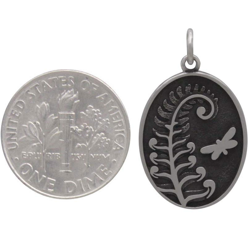 Sterling Silver Fern Charm with Butterfly - Poppies Beads n' More