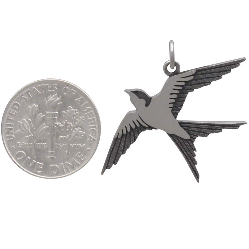 Sterling Silver Swallow Pendant - Poppies Beads n' More