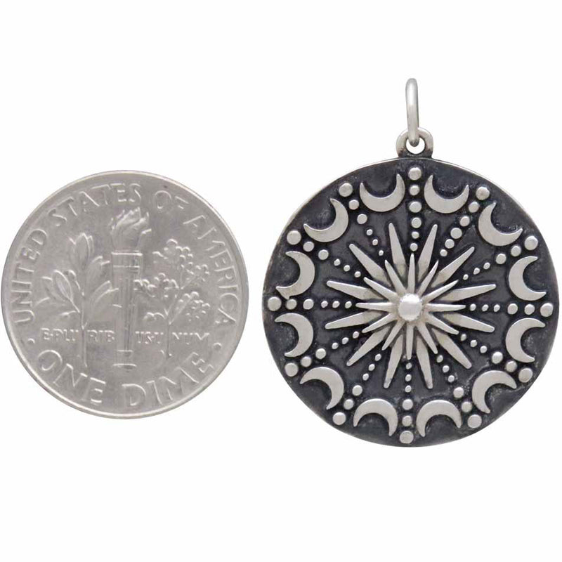 Sterling Silver Sun and Moon Mandala Pendant - Poppies Beads n' More