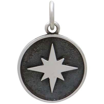 Sterling Silver North Star Charm in Shadow Box - Poppies Beads n' More