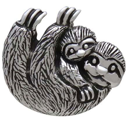 Sterling Silver Mama and Baby Sloth Pendant - Poppies Beads n' More