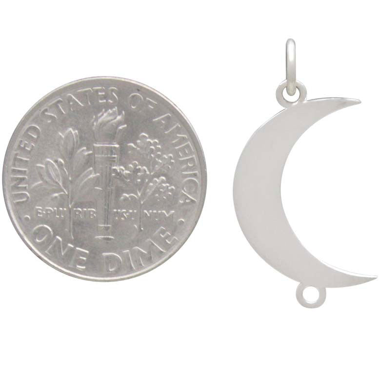 Sterling Silver Vertical Crescent Moon Link - Poppies Beads n' More