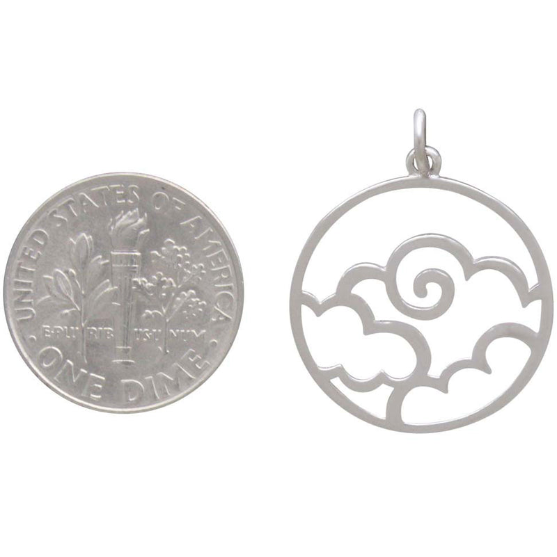 Sterling Silver Openwork Air Element Charm - Poppies Beads n' More