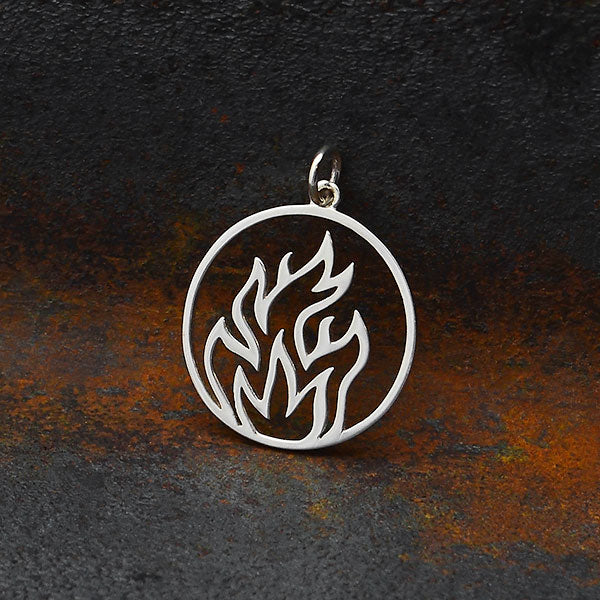 Sterling Silver Openwork Fire Element Charm - Poppies Beads n' More