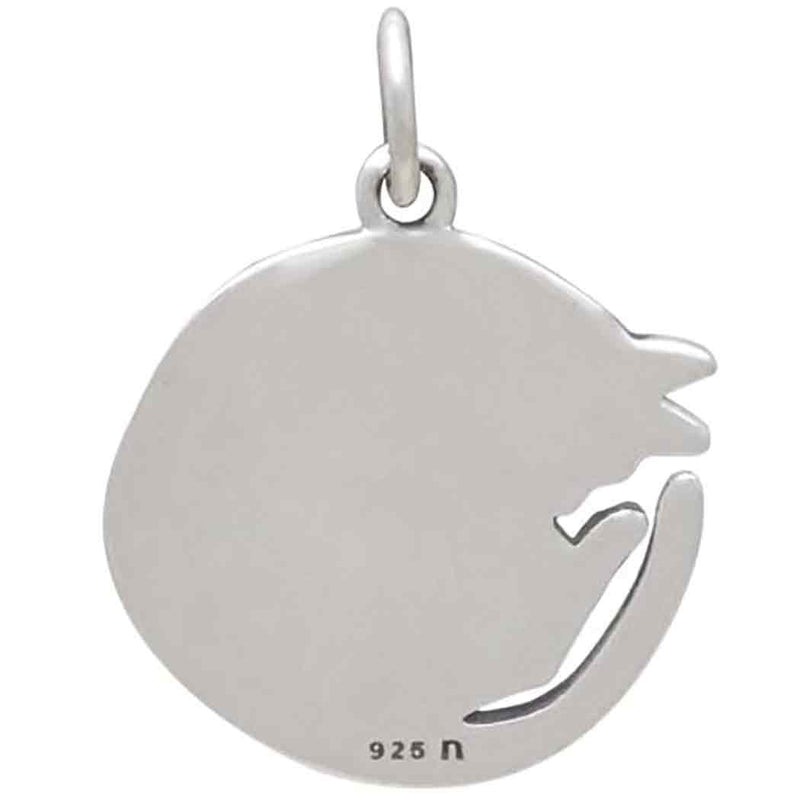 Sterling Silver Curled Cat Charm - Poppies Beads n' More