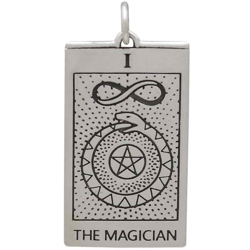 Sterling Silver Magician Tarot Card Charm 30x14mm - Poppies Beads n' More