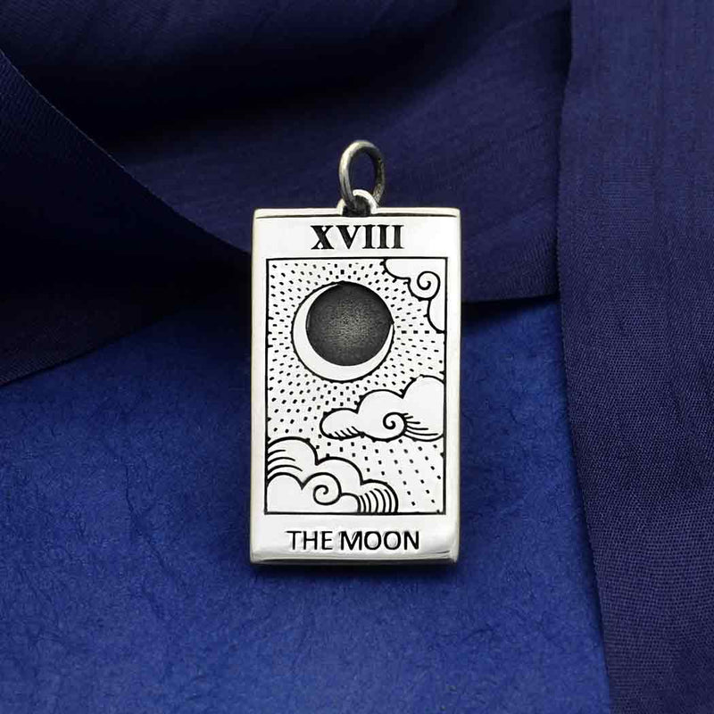 Sterling Silver Moon Tarot Card Charm - Poppies Beads n' More