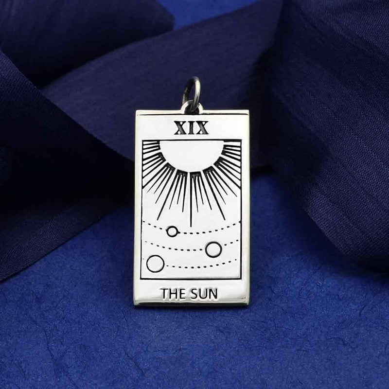 Sterling Silver Sun Tarot Card Charm - Poppies Beads n' More