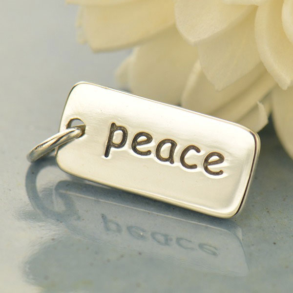 Sterling Silver Word Charm: "peace" - Poppies Beads n' More