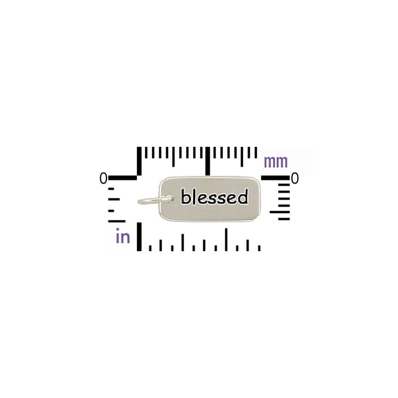 Sterling Silver Word Tag - "blessed" - Poppies Beads n' More