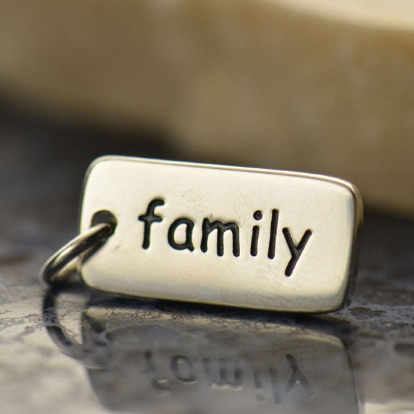 Sterling Silver Word Charm - "family" - Poppies Beads n' More