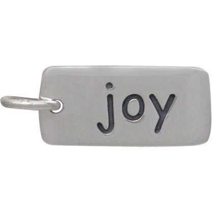 Sterling Silver  Word Charm: "joy" - Poppies Beads n' More