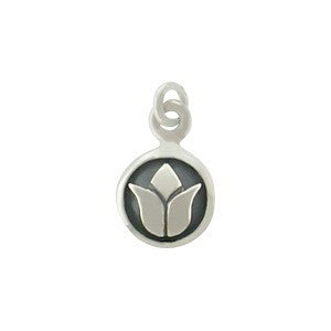 Tiny Circle Charm with Lotus Design - Poppies Beads n' More