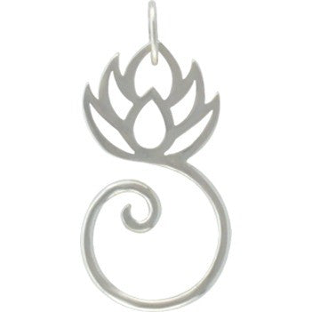 Sterling Silver Lotus Charm Holder - Poppies Beads n' More