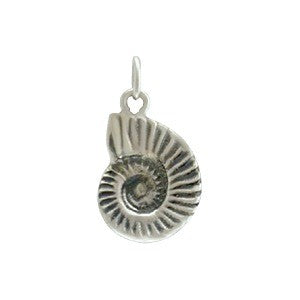 Sterling Silver Nautilus Shell Charm - Poppies Beads n' More