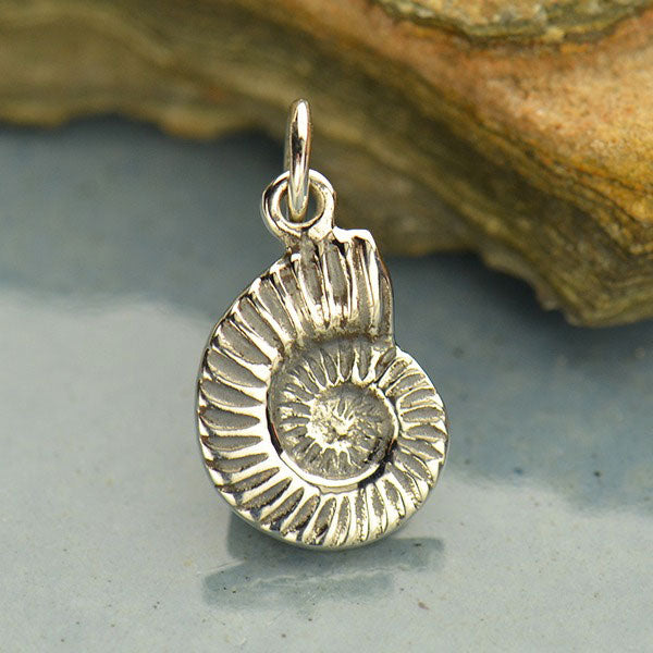 Sterling Silver Nautilus Shell Charm - Poppies Beads n' More