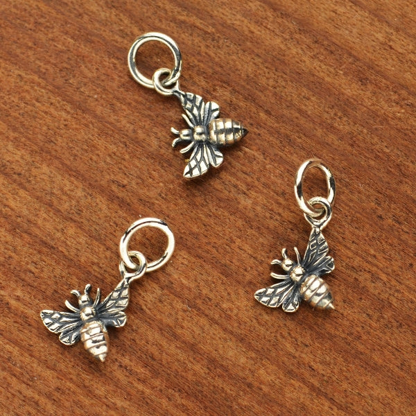 Sterling Silver Tiny Honey Bee Charm - Poppies Beads n' More