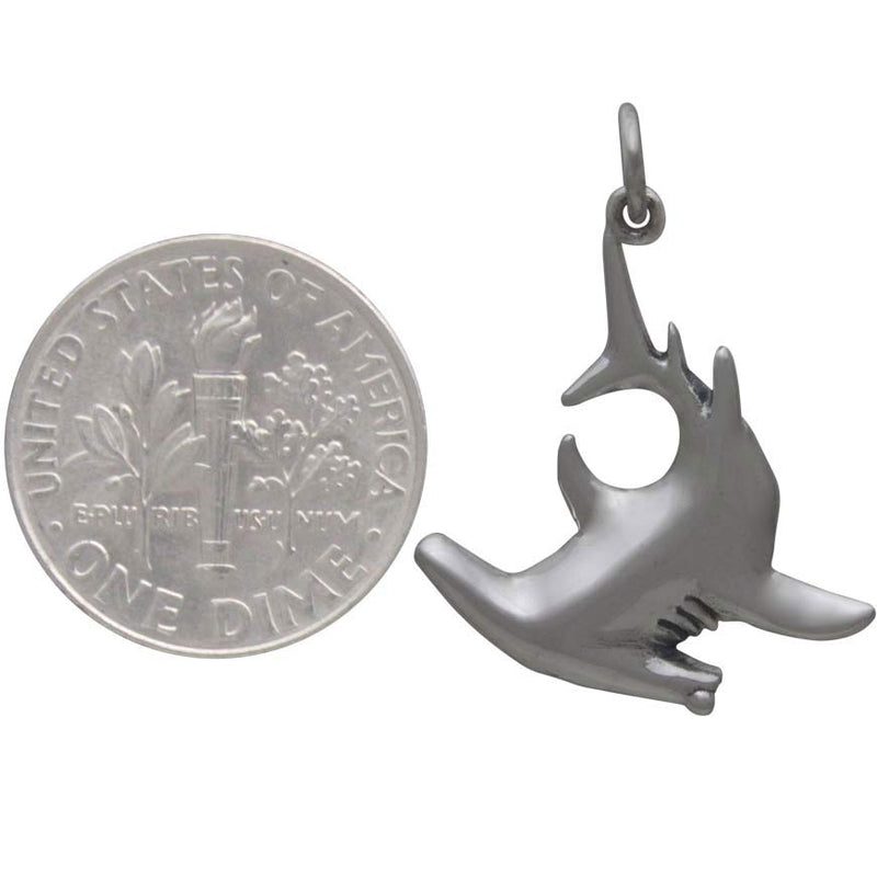 Sterling Silver Hammerhead Shark Charm - Poppies Beads n' More