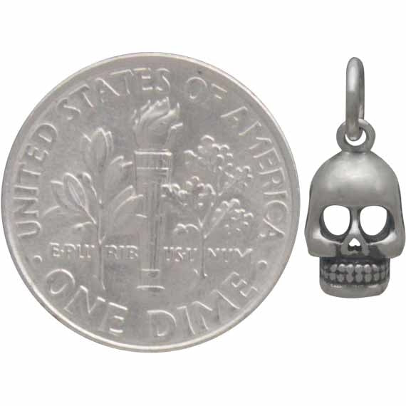 Sterling Silver Small Skull Charm - Poppies Beads n' More